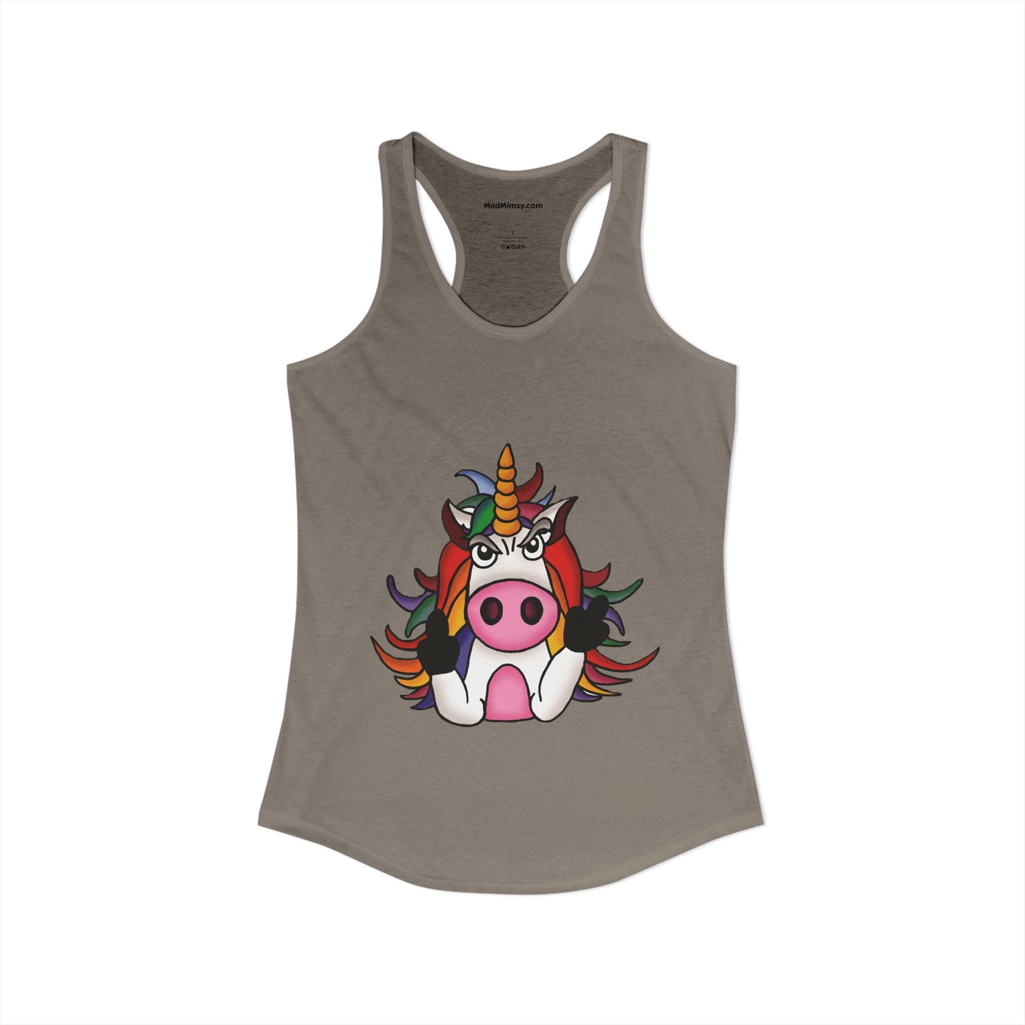 Magically Over It - Unicorn Giving the Finger - Ideal Racerback Tank