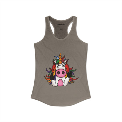 Magically Over It - Unicorn Giving the Finger - Ideal Racerback Tank