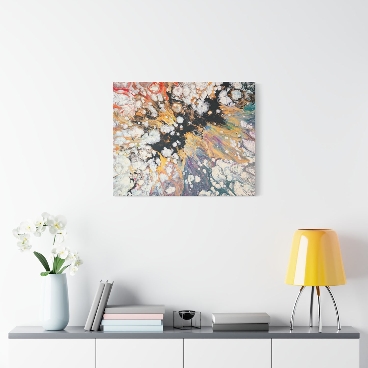 Fire Clouds© by Brandy Young - Abstract Fluid Art Canvas Print – Colorful Marble Swirl Matte Stretched Wall Art
