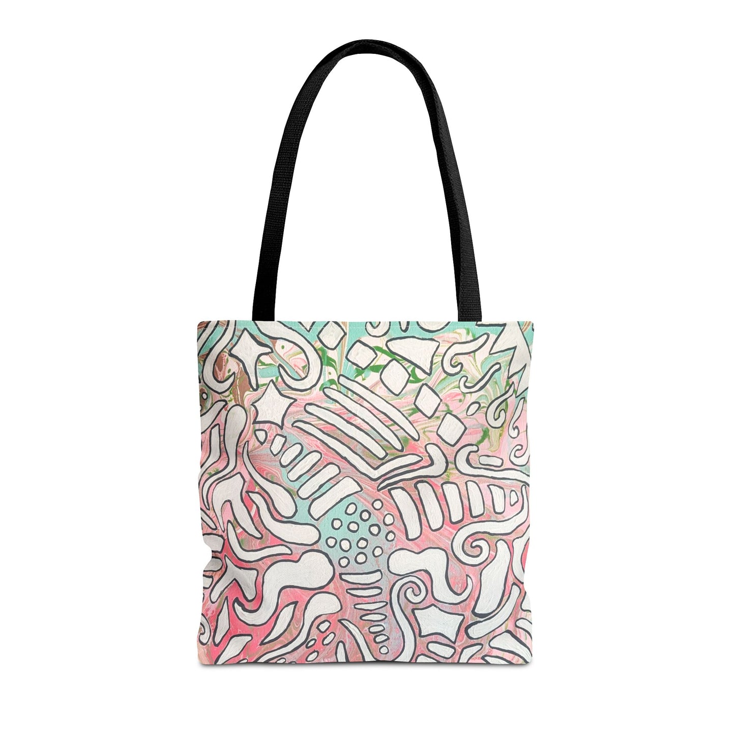 Abstract Coral Reef Pattern Tote Bag - Lisa© by Brandy Young — Pastel Ocean-Inspired All-Over Print