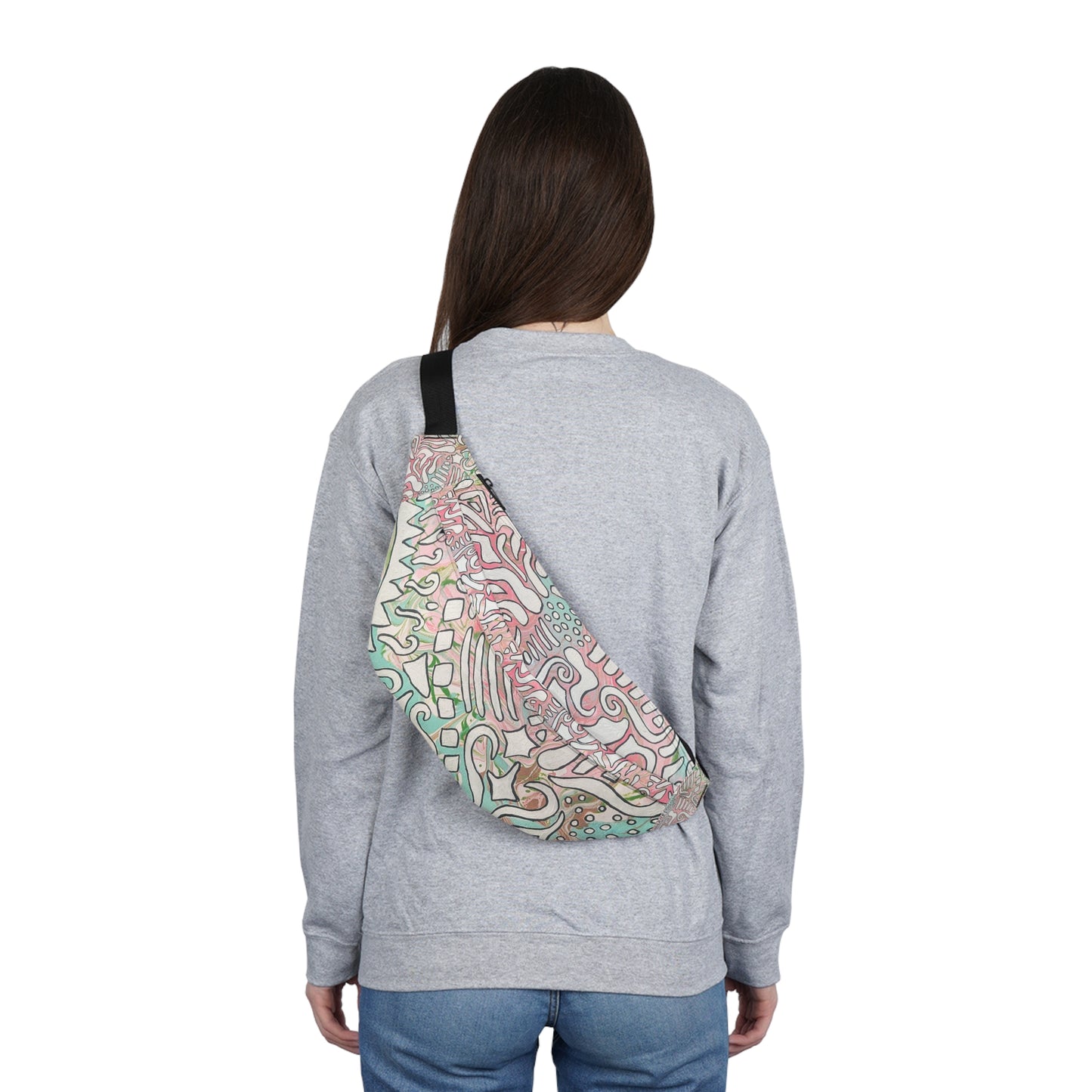 Pastel Abstract Pattern Fanny Pack - Lisa© by Brandy Young— Large Hip Bag for Festivals & Travel