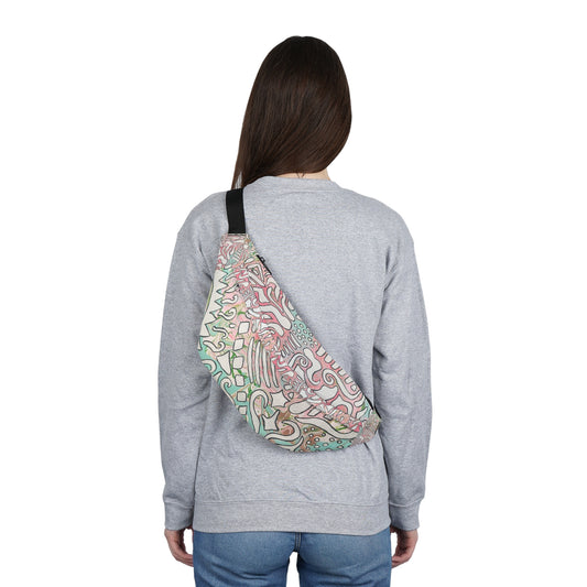 Pastel Abstract Pattern Fanny Pack - Lisa© by Brandy Young— Large Hip Bag for Festivals & Travel