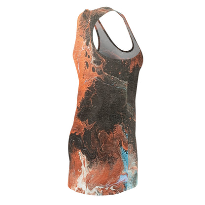 Abstract Rust & Black Marble Racerback Dress