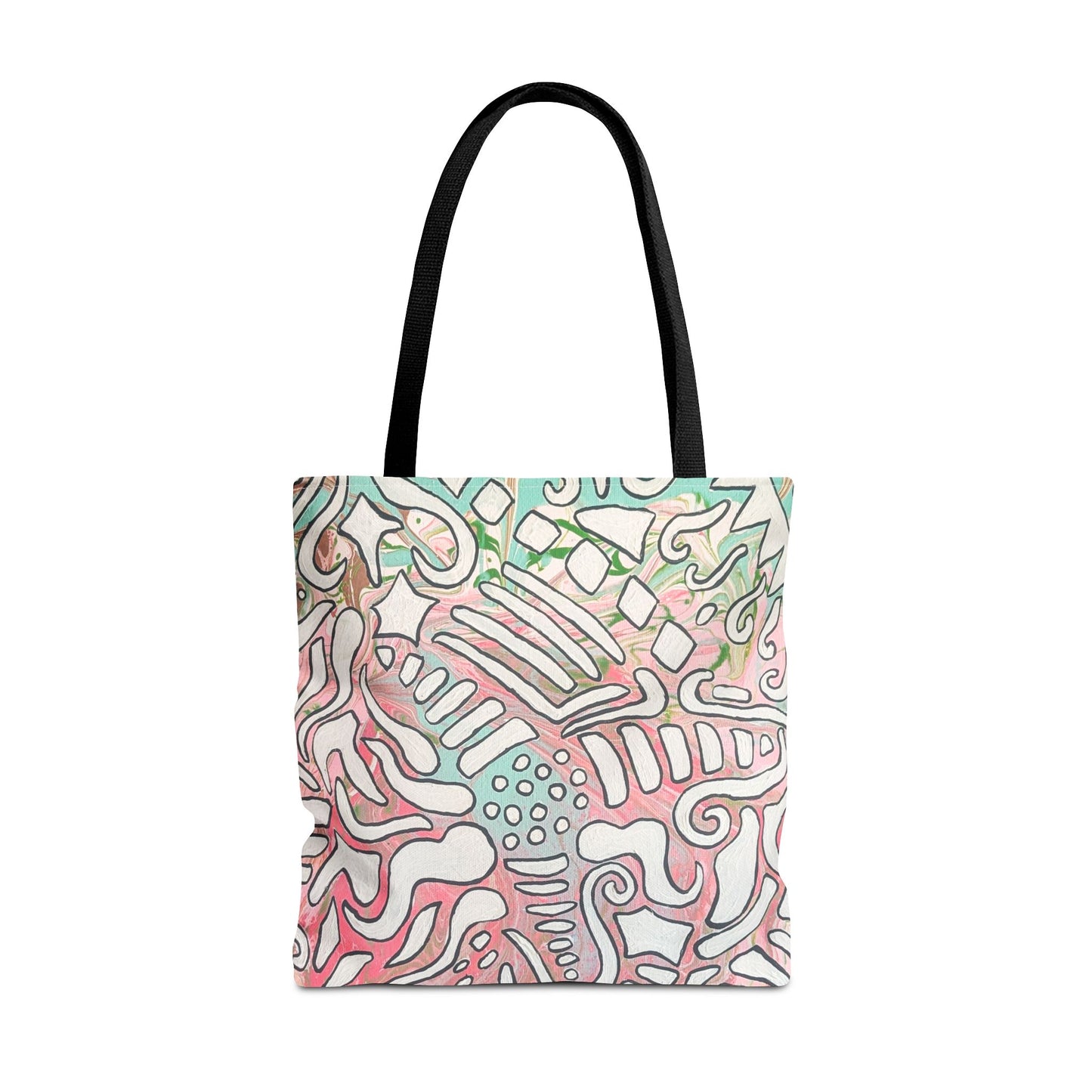 Abstract Coral Reef Pattern Tote Bag - Lisa© by Brandy Young — Pastel Ocean-Inspired All-Over Print