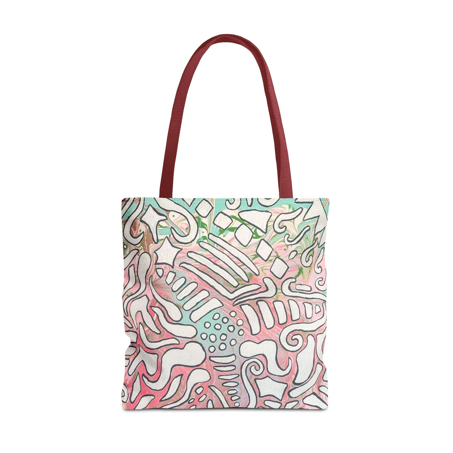 Abstract Coral Reef Pattern Tote Bag - Lisa© by Brandy Young — Pastel Ocean-Inspired All-Over Print