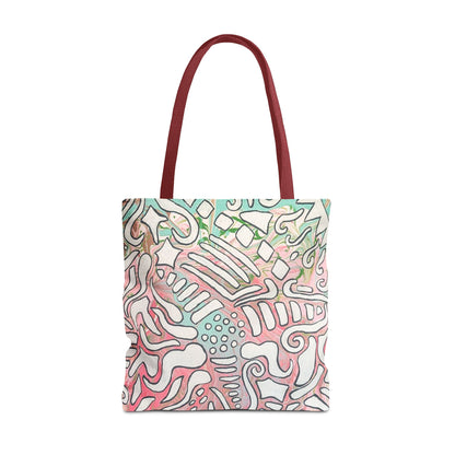 Abstract Coral Reef Pattern Tote Bag - Lisa© by Brandy Young — Pastel Ocean-Inspired All-Over Print