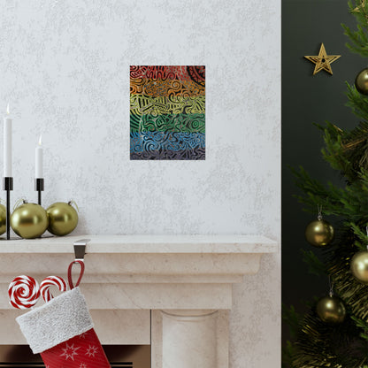 Abstract Rainbow Doodle Matte Poster — Colorful Tribal Swirl Wall Art
