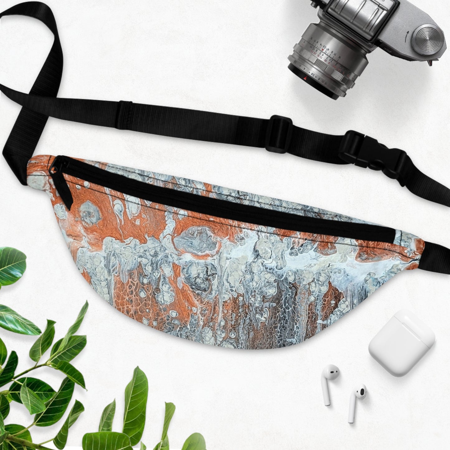 Abstract Marble Fanny Pack — Diane© by Brandy Young - Bronze & Silver Swirl Hip Bag