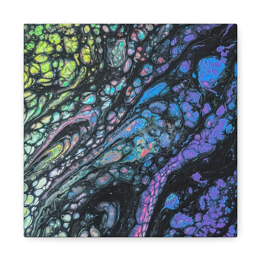 Cthuhla© by Brandy Young - Abstract Galaxy Pour Canvas Wall Art — Iridescent Fluid Painting on Matte Stretched Canvas