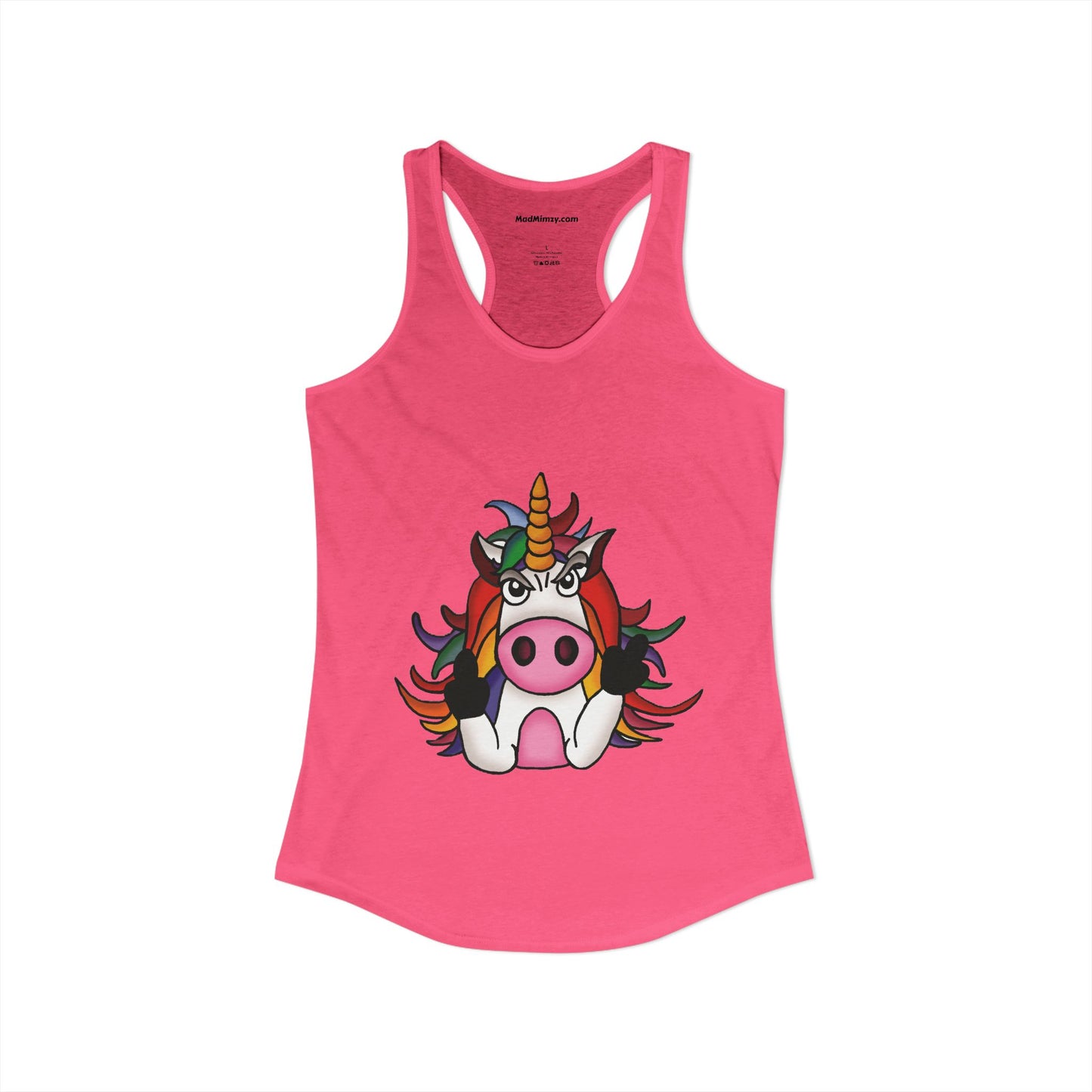 Magically Over It - Unicorn Giving the Finger - Ideal Racerback Tank