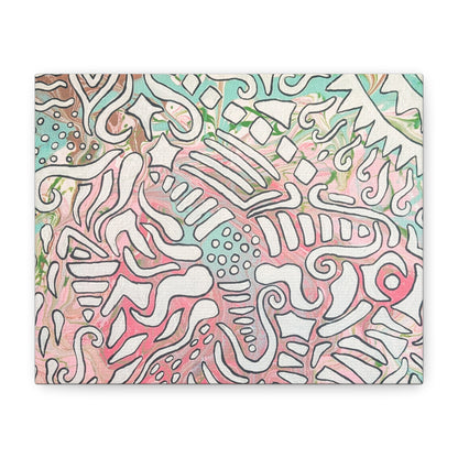 Lisa© by Brandy Young - Abstract Pastel Doodle Canvas Print – Pink & Mint Stretched Wall Art