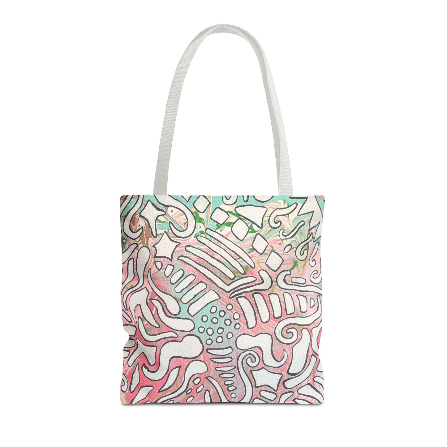 Abstract Coral Reef Pattern Tote Bag - Lisa© by Brandy Young — Pastel Ocean-Inspired All-Over Print