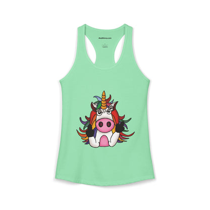 Magically Over It - Unicorn Giving the Finger - Ideal Racerback Tank