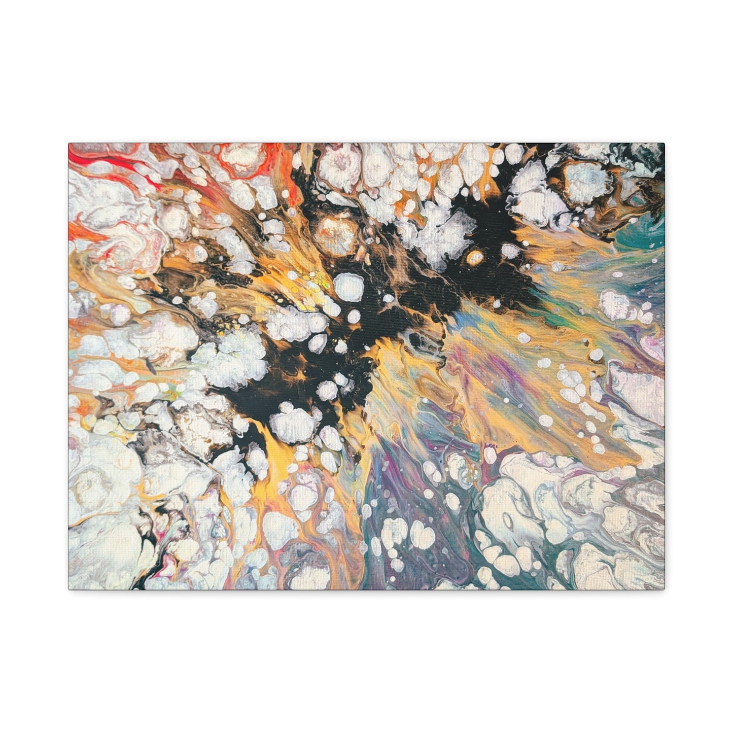 Fire Clouds© by Brandy Young - Abstract Fluid Art Canvas Print – Colorful Marble Swirl Matte Stretched Wall Art