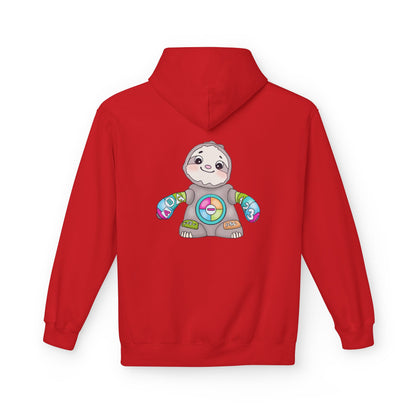 Cute Baby Sloth Hoodie with Colorful Toy Chest Graphic — Cozy Casual Pullover