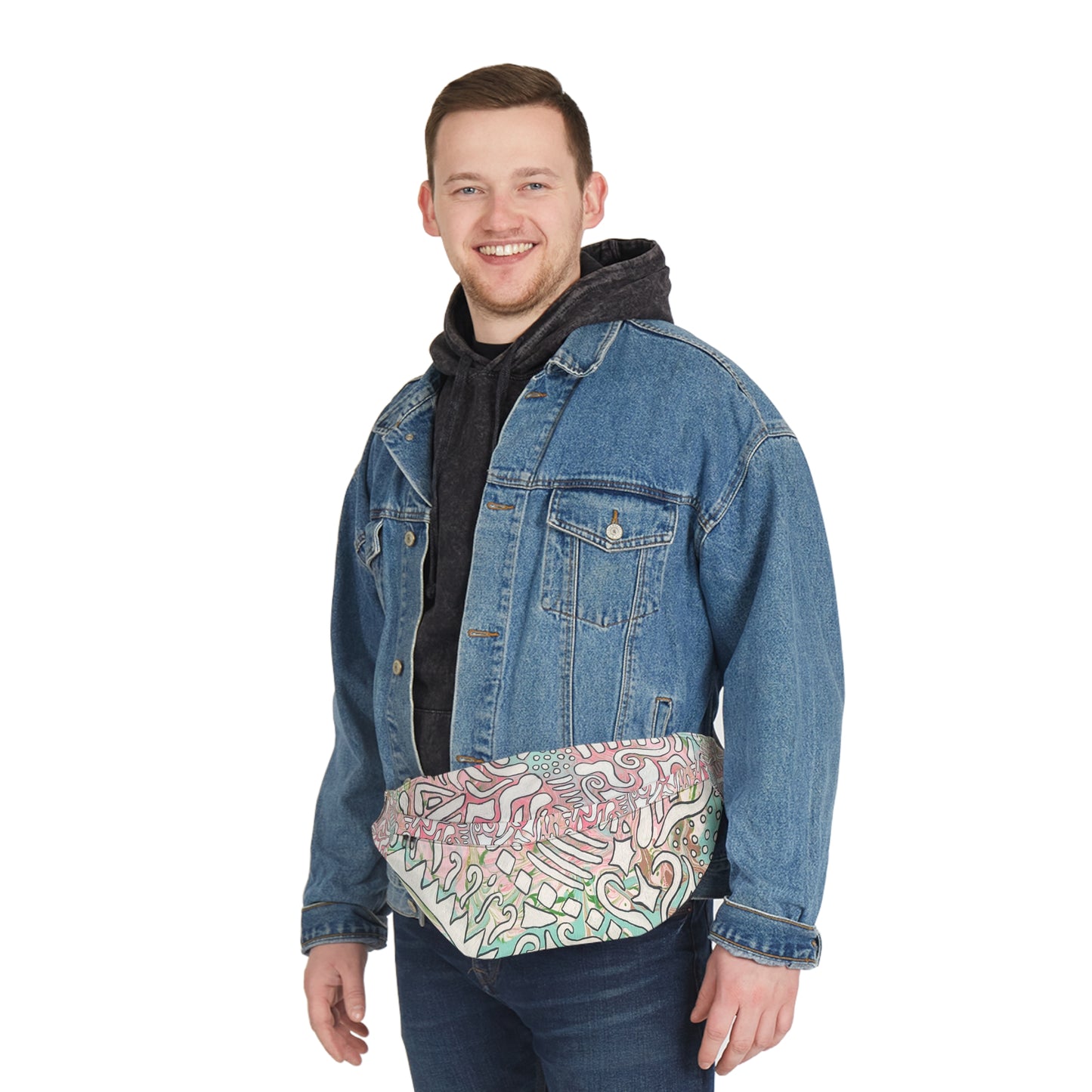 Pastel Abstract Pattern Fanny Pack - Lisa© by Brandy Young— Large Hip Bag for Festivals & Travel