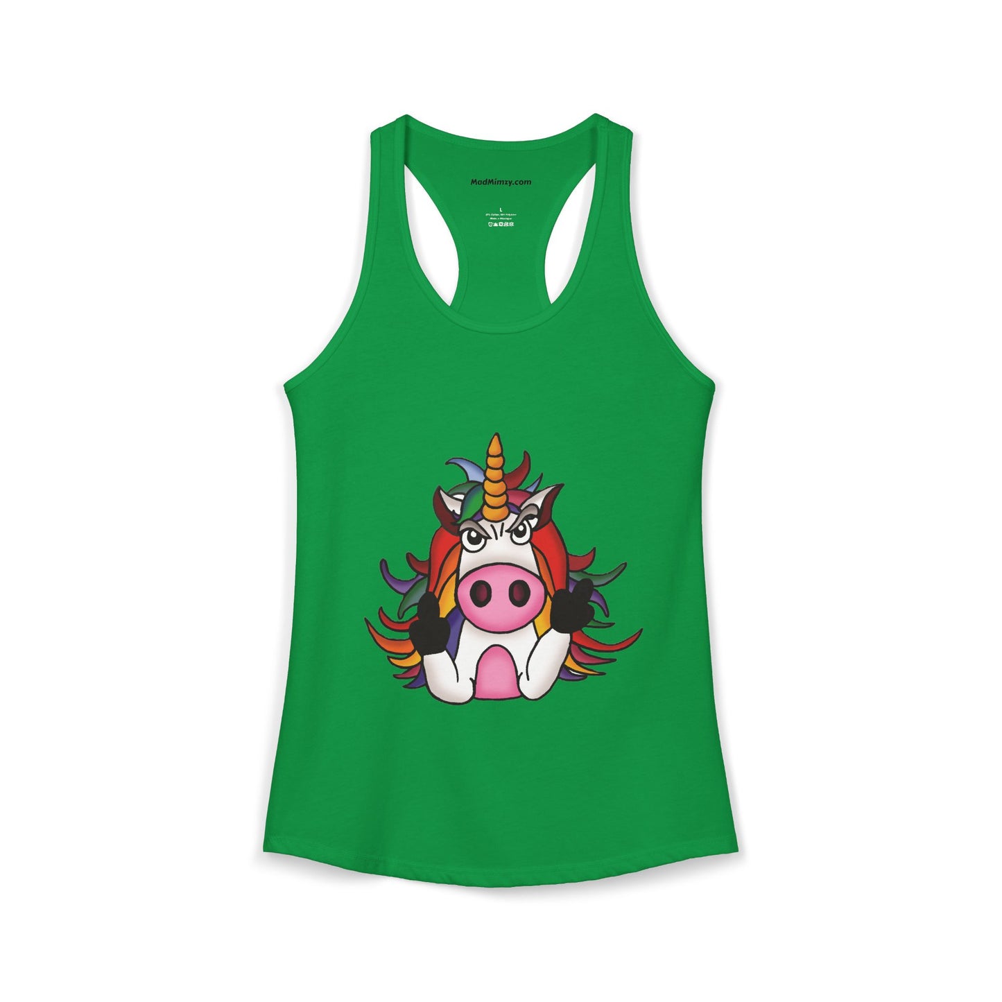 Magically Over It - Unicorn Giving the Finger - Ideal Racerback Tank