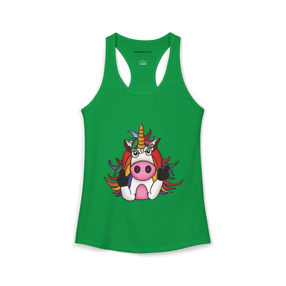 Magically Over It - Unicorn Giving the Finger - Ideal Racerback Tank