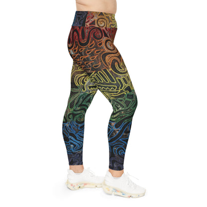 Plus Size Leggings — Gabriella© by Brandy Young -  Colorful Tribal Swirl All-Over Print