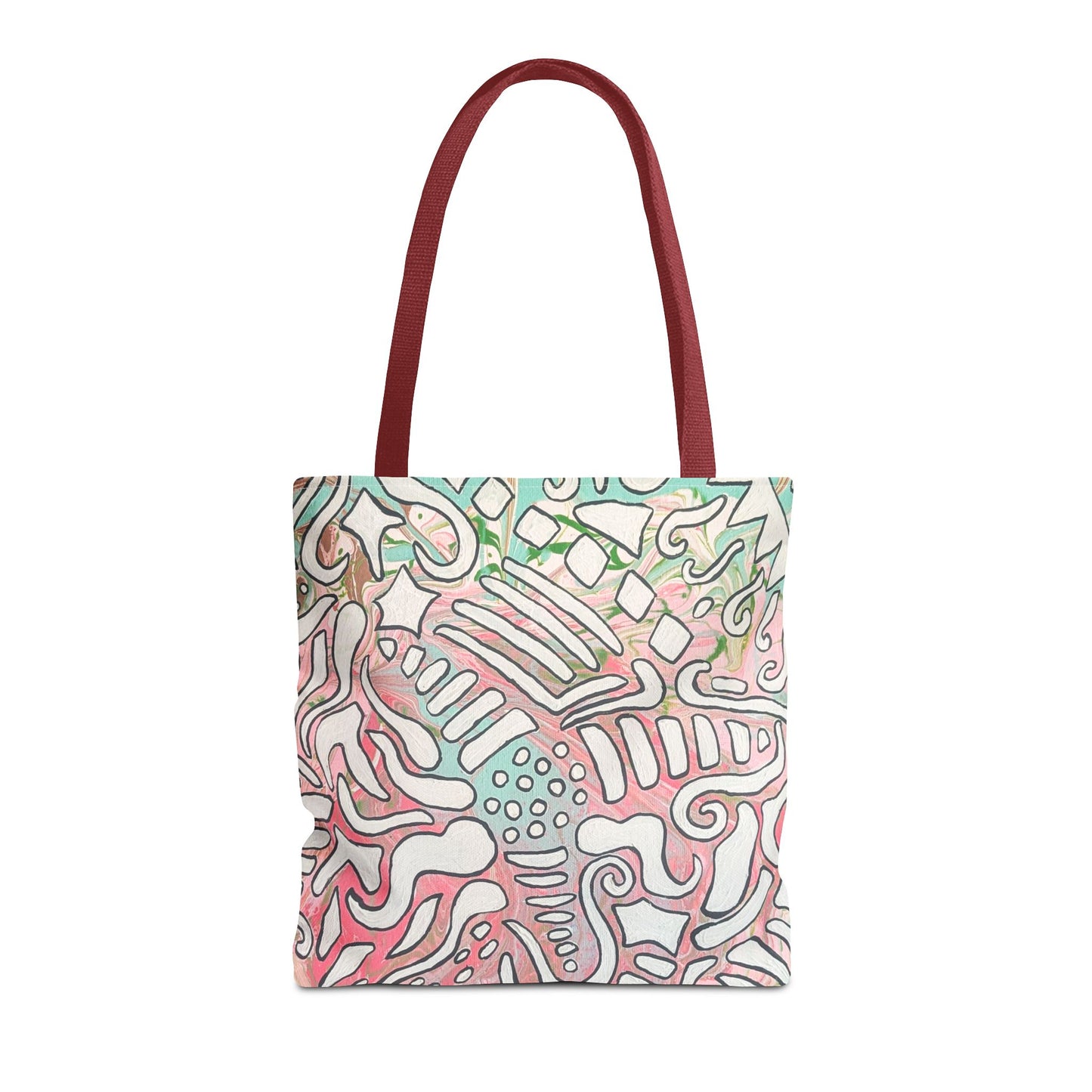 Abstract Coral Reef Pattern Tote Bag - Lisa© by Brandy Young — Pastel Ocean-Inspired All-Over Print