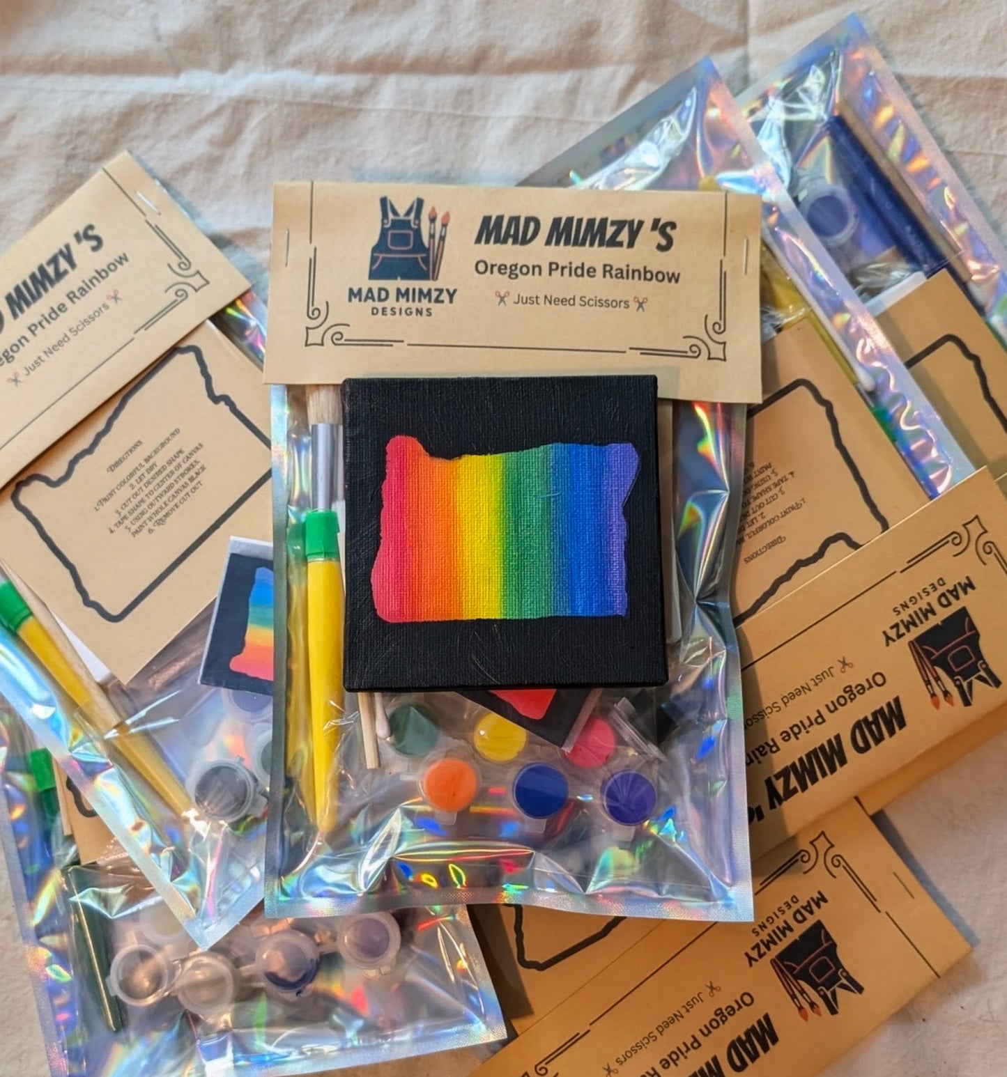 Oregon Pride Rainbow Paint Kit - 4"x4" Canvas Painting DIY Craft Kit