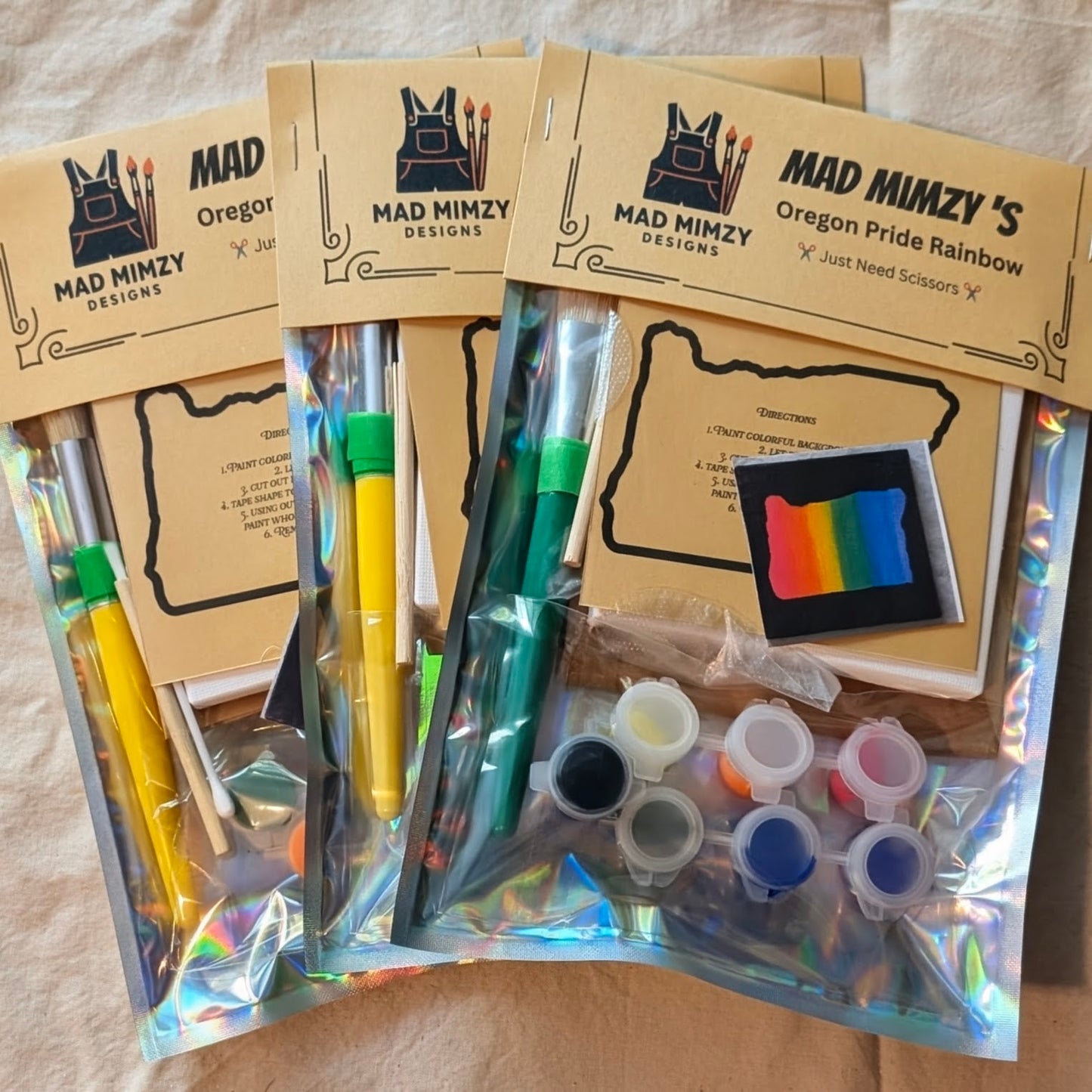 Oregon Pride Rainbow Paint Kit - 4"x4" Canvas Painting DIY Craft Kit